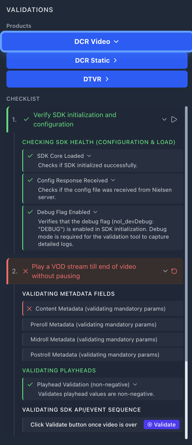 Expanded rules showing FAQ help text for each validation check