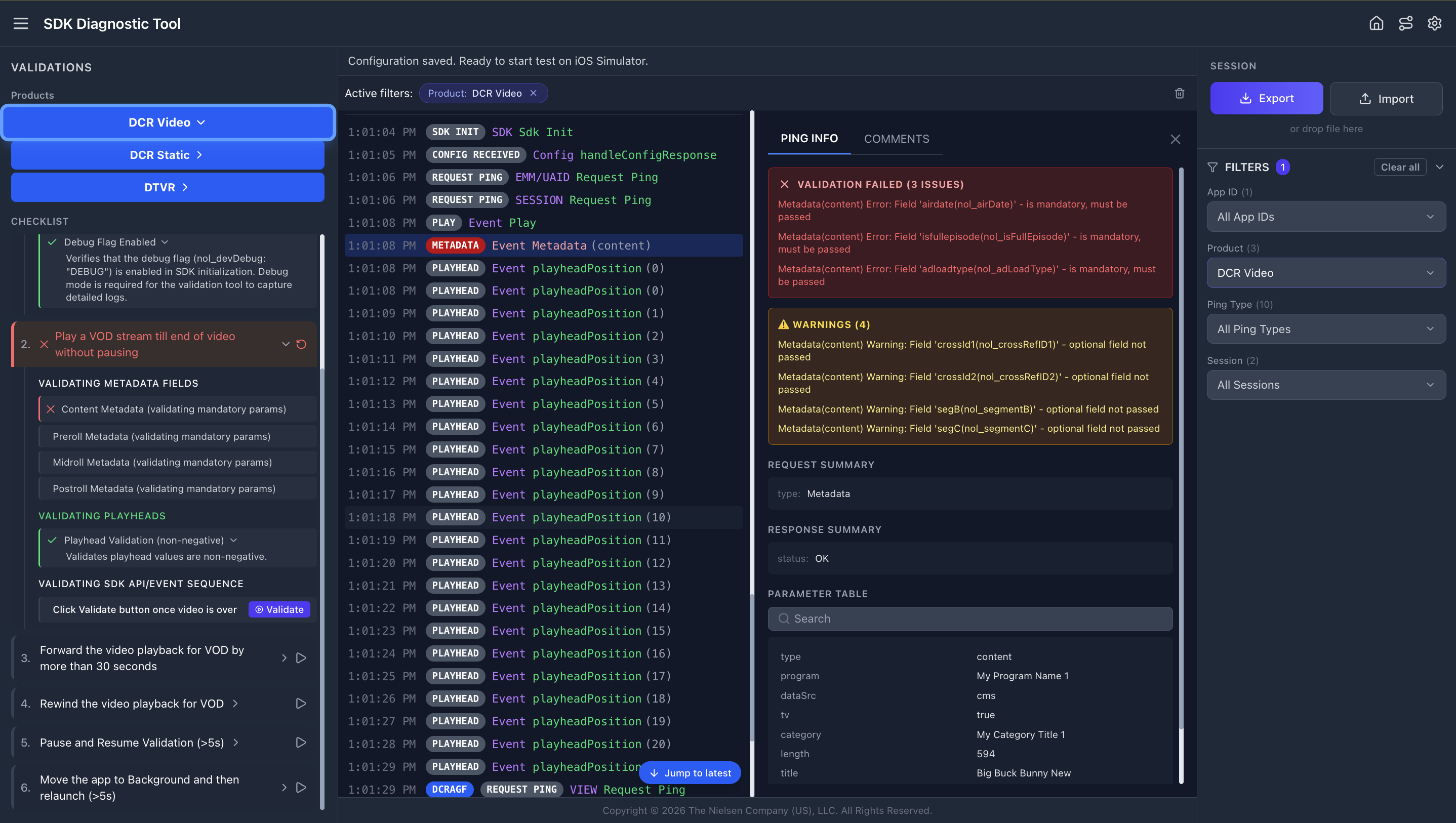 Full Validation Interface showing all three panels